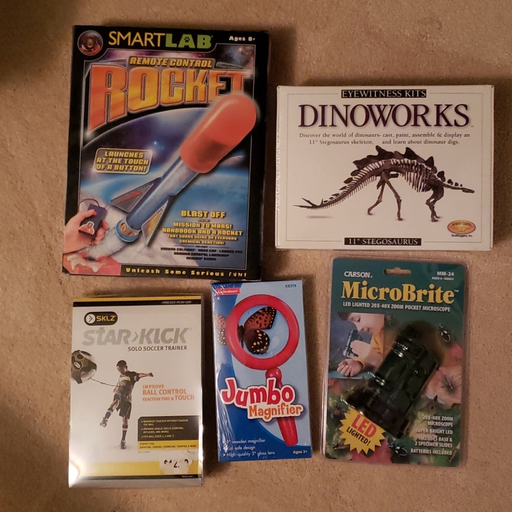 Lot of NIB kids science toys + soccer